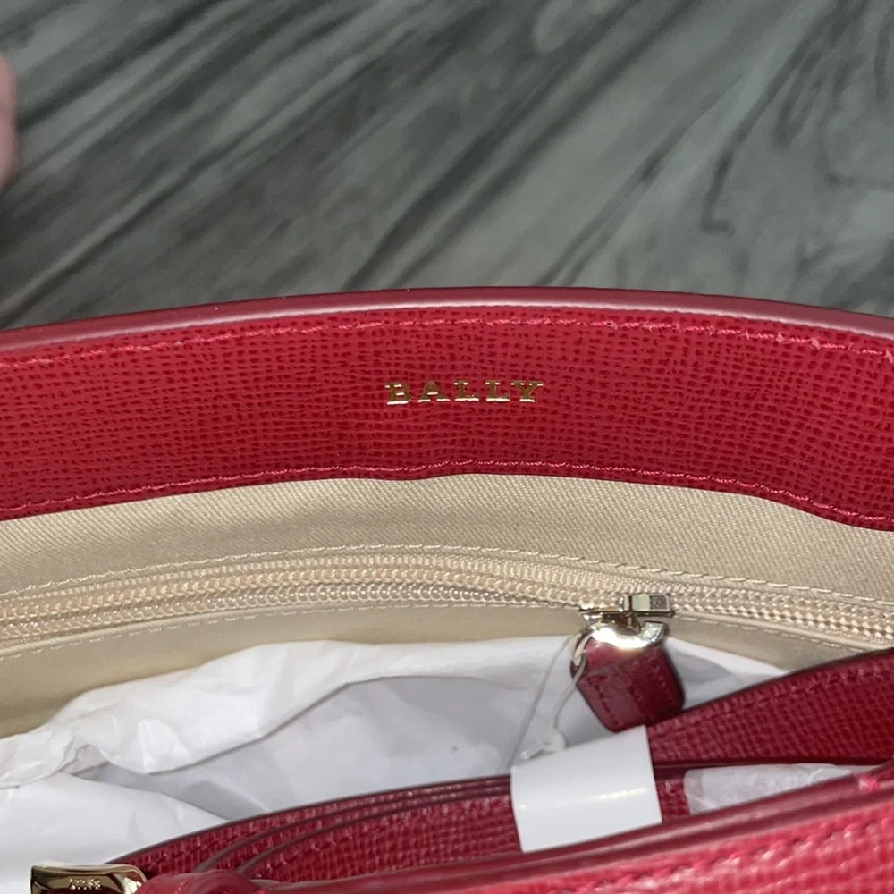 NWT Bally satchel taby crossbody red calf embossed - Picture 8 of 8